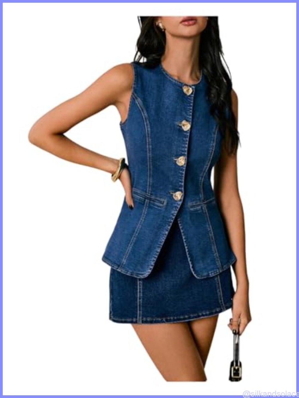 Women's Sleeveless Denim Jean Vest Casual Button Down